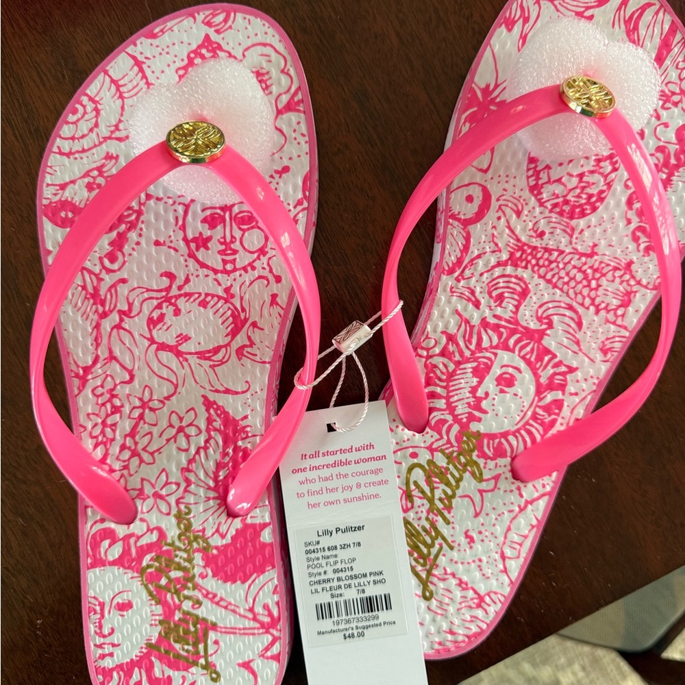 Lilly Pulitzer Cherry Blossom Pink Pool Flip Flops